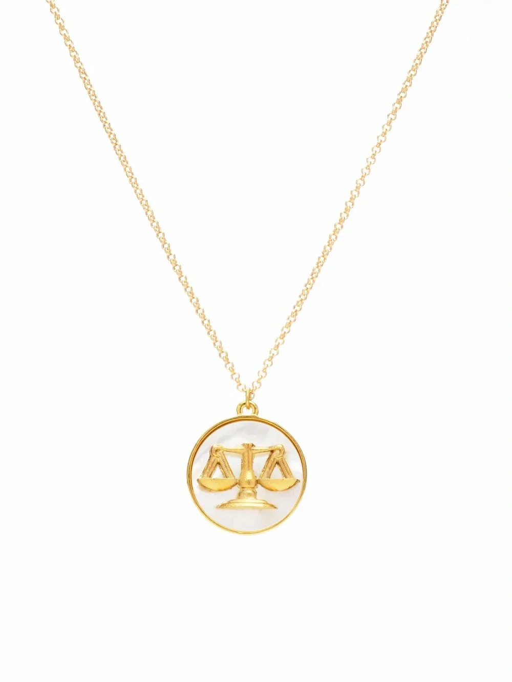 24k Gold Plated Mother of Pearl Zodiac Pendant Necklace NWOT